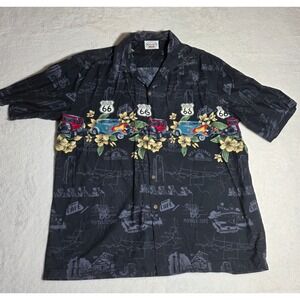 Pacific Legend Route 66 Hot Rod Shirt Men 2XL Black CarShow Cotton Aloha America